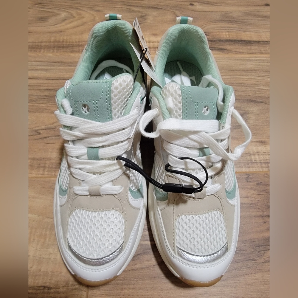 Zara Mint Green and White Sneakers